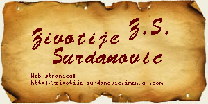 Životije Surdanović vizit kartica